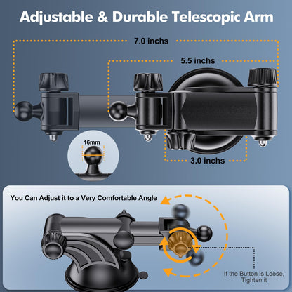 OHLPRO Tablet Holder for Car Dashboard & Windshield,360° Rotating iPad Car Mount, Strong Suction Cup Tablet Holder compatible with 5-13" Phones, iPads, and more.