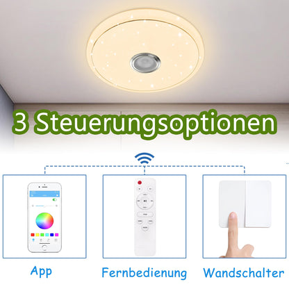 YRHome 48W LED Ceiling Light Dimmable with Bluetooth Speaker Ceiling Lamp Starry Sky RGB Color Changing with Remote Control or APP Control Music Playback for Bedroom Kids Room