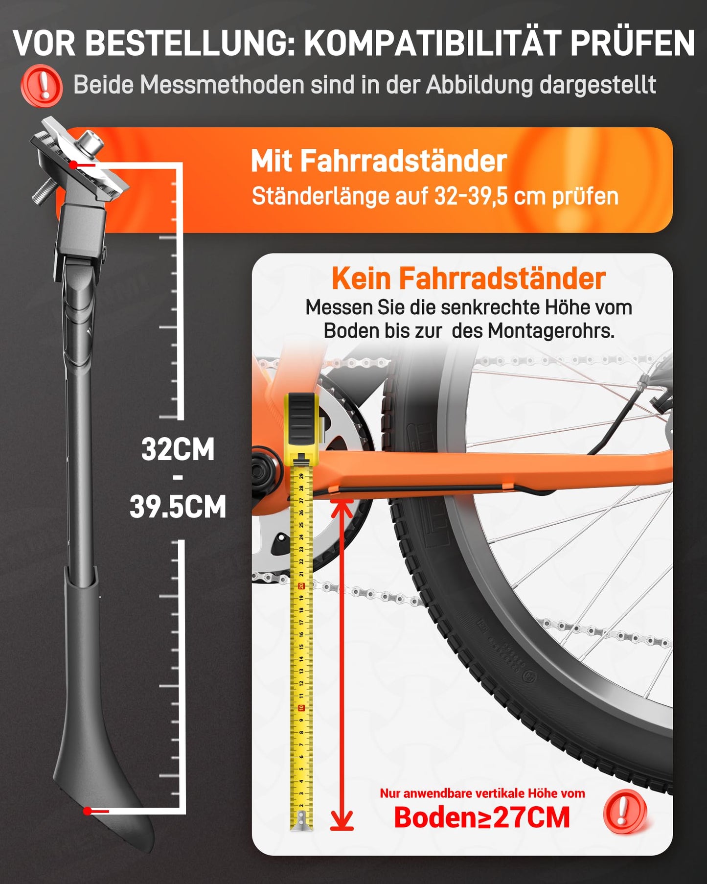 HENMI Bike Stand 24-29 Inch Adjustable Height for E-Bike, Mountain Bike, Trekking Bike, City Bike. Center Stand for easy parking. Available in Pro, Pro+, and Ultra models.