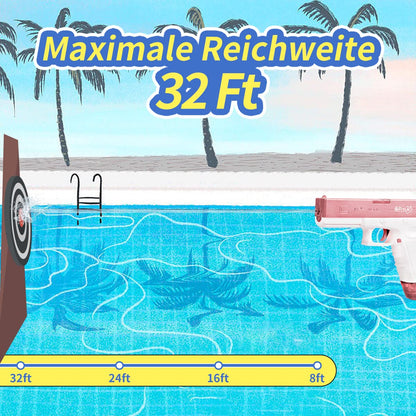 Maxee Electric Water Gun, Pistol with a range of 25-32 ft, One-Button Automatic Water Toy Pistol for Kids and Adults, Pool Party Beach Outdoor, Pink Color