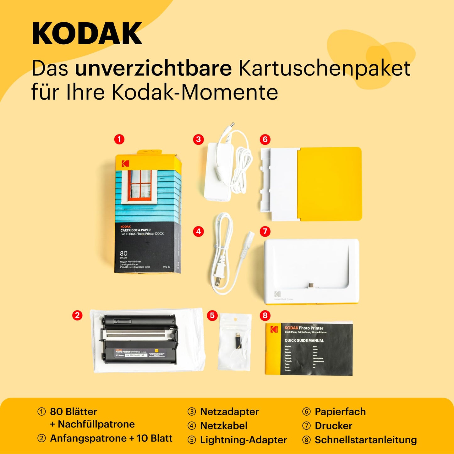 KODAK Dock Plus 4PASS Mobile Photo Printer (4x6") + Pack of 90 Sheets