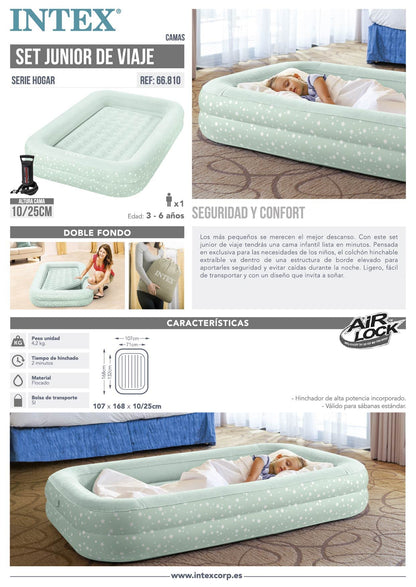Intex air bed, mint green, 107 x 168 x 25 cm.