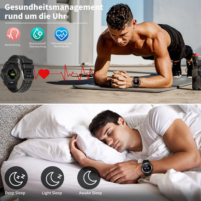 Men's smartwatch with phone function 1.39" DIY HD full touchscreen watch fitness tracker 30+ sport modes activity tracker IP68 waterproof wristwatch with sleep monitor pedometer message reminder
