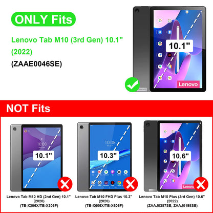 FINTIE keyboard case for Lenovo Tab M10 (3rd Gen) Tablet 10.1" TB-X306F 2022, slim cover with detachable QWERTZ Bluetooth keyboard, not for M10 Plus (3rd Gen) 10.6", Black