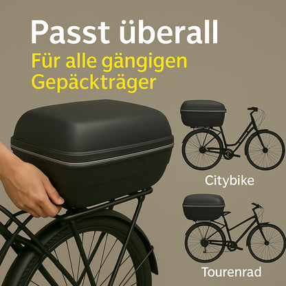 Thiru Touring-Treasure Bike Case 14L - lockable waterproof bike box for luggage rack - theft-proof hard shell with universal mount for e-bike, trekking & city bike - Made in Germany