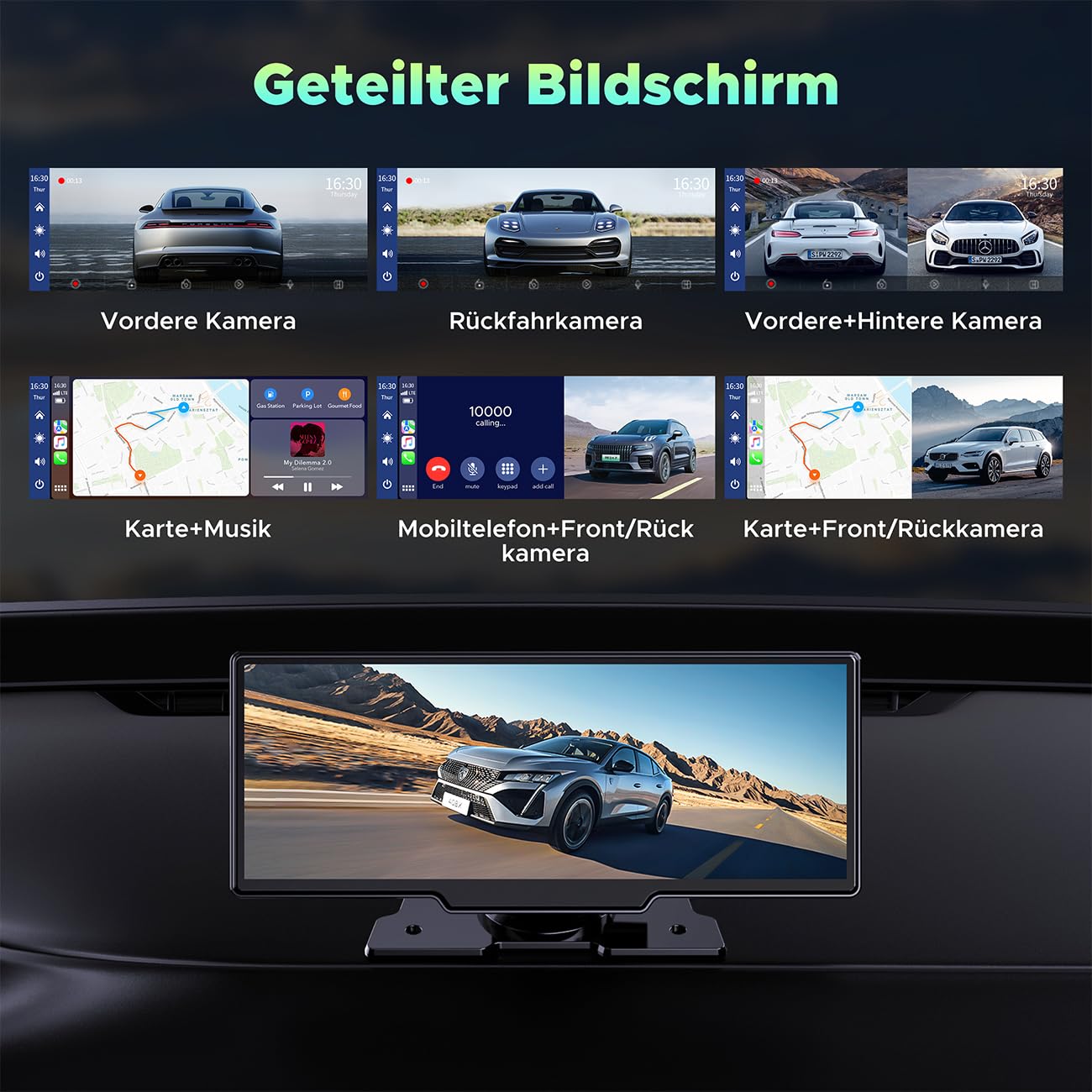 Lamto Wireless Apple Carplay & Android Auto receiver with 2K dashcam Front, 1080P rear camera, 9.26-inch touchscreen Wireless Carplay with Siri/Bluetooth 5.0/FM/AUX/Mirror-Link/64G SD card