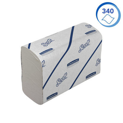 Scott Essential Narrowfold Paper Towels 6656, 1-ply white towel paper, sustainable paper towels made from recycled fibers, 12 packs x 340 (total 4,080 sheets)