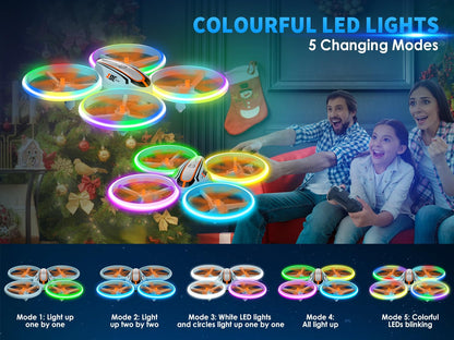 i9C Drone with HD Camera for Kids, Mini Drone with Colorful LED Lights, RC Quadcopter with Headless Mode, Flight Path, Toy Gifts for Boys Girls Beginners