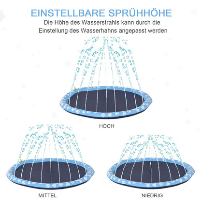 PawHut 170cm sprinkler mat inflatable splash pad non-slip water play mat water mat play pool water sprinkler dog pool for pets summer garden.