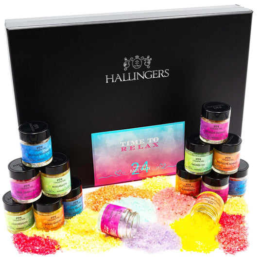 Hallinger's Time to Relax - set of 24 bath salts for relaxation with Dead Sea salts (set) - Christmas gift ideas & gifts for advent calendar | Congratulations New Home