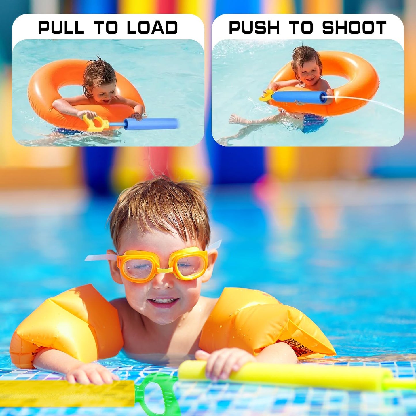 Water gun foam 38cm water gun children water squirts water squirt gun children squirt gun water large range water guns set water toys for pool beach games (6Pcs)