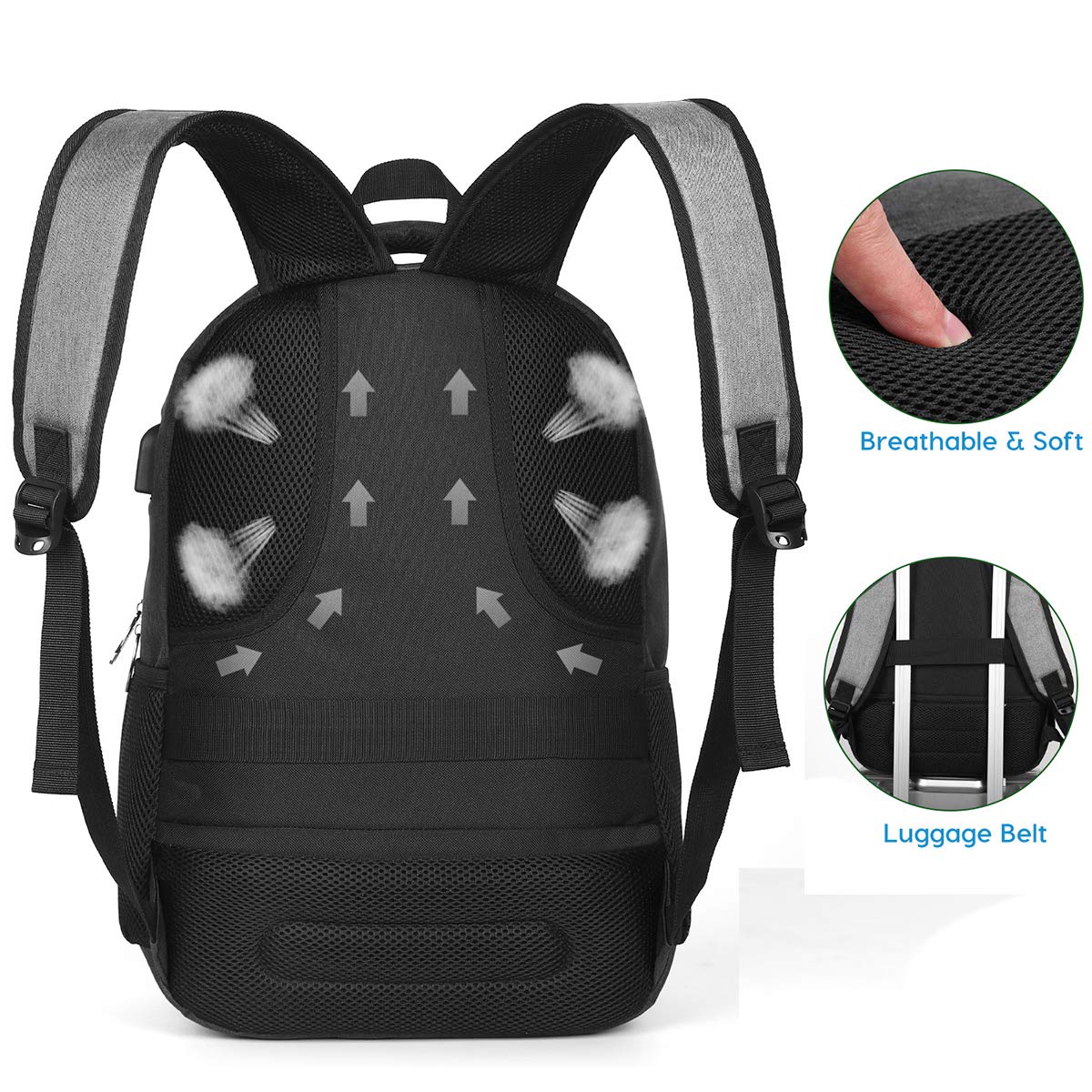 YAMTION backpack with laptop compartment, USB charging port for students and men. Ideal for school and work, 35L capacity.