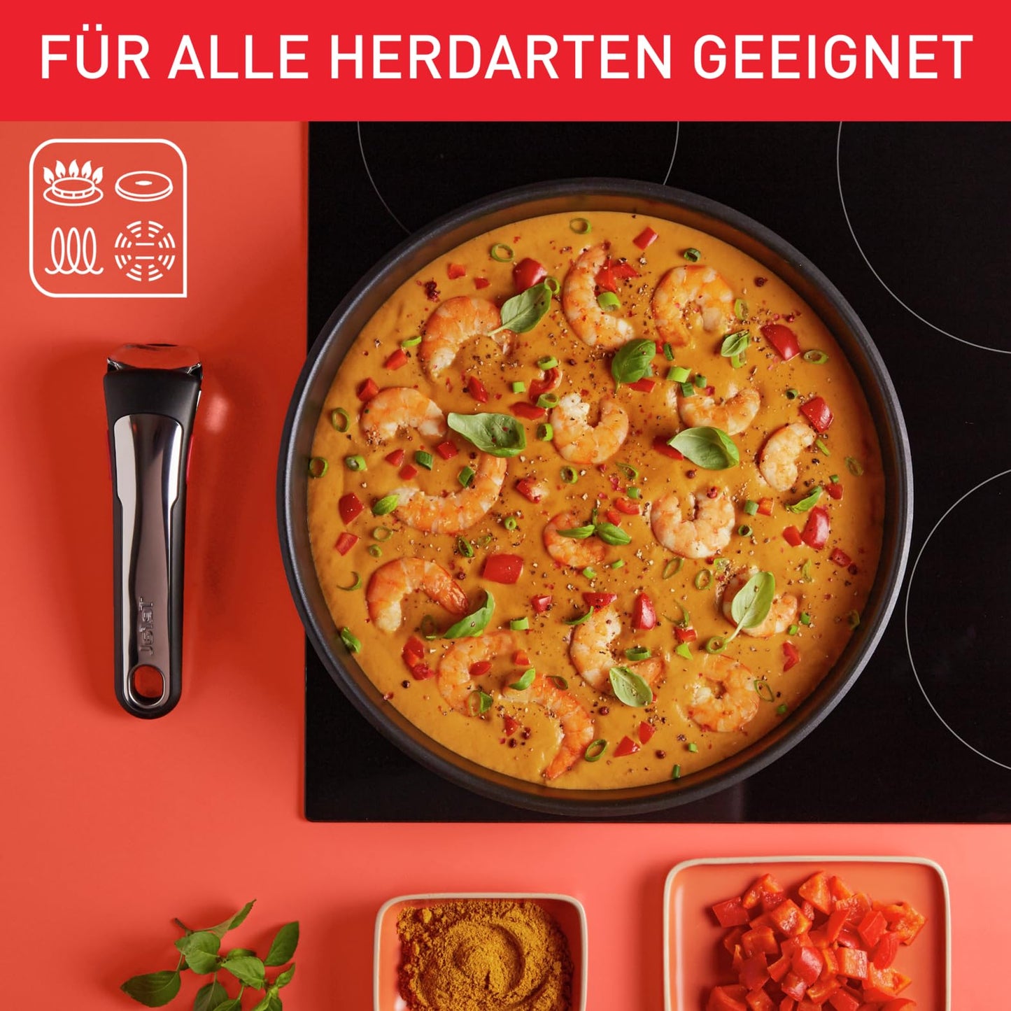 Tefal Ingenio Emotion 20-piece pot and pan set with detachable handle, includes accessories, stackable, space-saving, Induction-compatible Titanium 2X non-stick coating, easy to use and clean, L897SK.