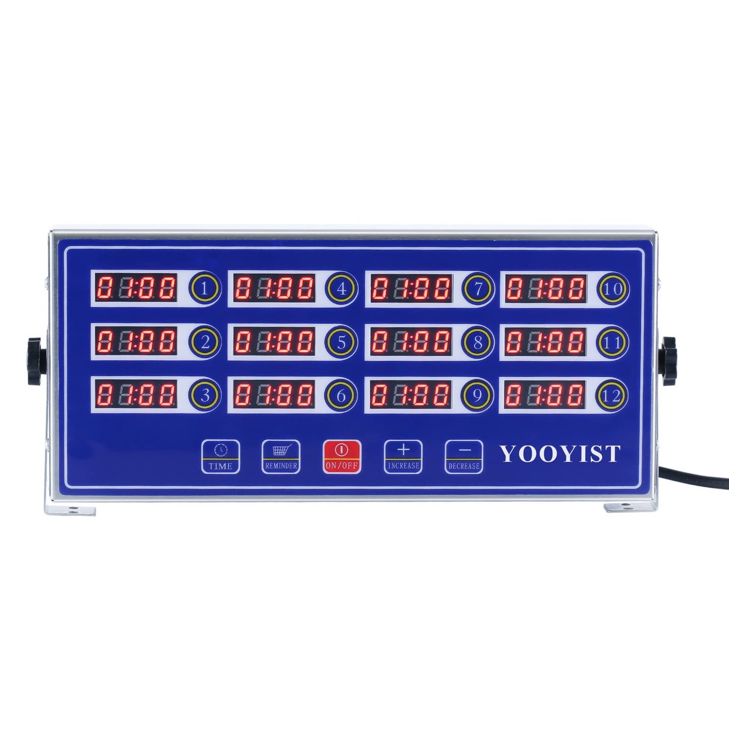 YOOYIST Commercial 12-Channel Kitchen Timer Digital Restaurant Timer Professional LED Adjustable Alarm Cook Reminder for Food Truck Fryer Baking Pizza Coffee
