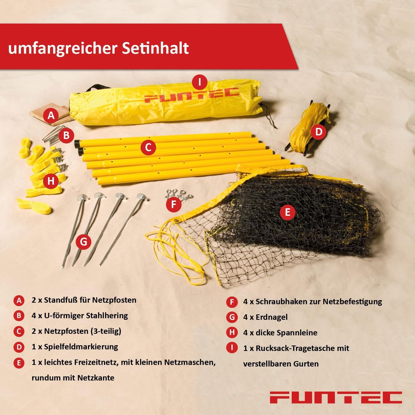 Funtec Fun Sports Set - Beach volleyball and multi-sport set