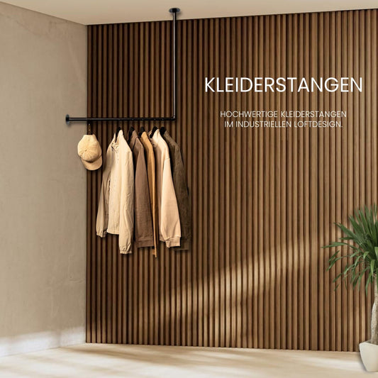 RSR Hangers clothes rail wardrobe industrial design for corner wall ceiling L shape | Width 100 cm x height 50 cm | Clothes rail | Dressing room | Bedroom | Wardrobe | Walk-in closet