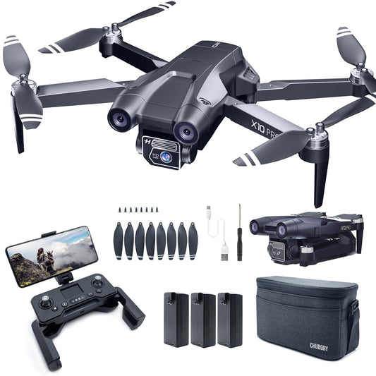 CHUBORY X10 PRO GPS Drone with Camera for Adults 4K UHD, 90 minutes flight time, 1000 meters control range, automatic return, follow mode, brushless motor, 5G RC Quadcopter for beginners.