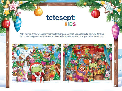 tetesept Kids Advent Calendar 2025 with fun bath additives & great surprises, e.g. magic pad, tattoos, etc. – Children's advent calendar for bathing, crafting, puzzling, solving puzzles, and painting.