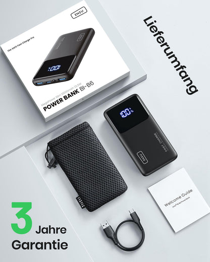 INIU Power Bank, Slimmest Fast Charging Powerbank small but powerful 10000mAh USB C Input & Output, PD3.0 QC4.0 External Mobile Batteries 22.5W, compatible with iPhone 16 15 14 13 12 Pro Max Samsung S21 iPad