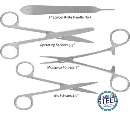 Dissection kit 22 pieces Dissecting tools for medical biology & veterinary students Anatomy lab Botany Animal frog etc Premium stainless steel.