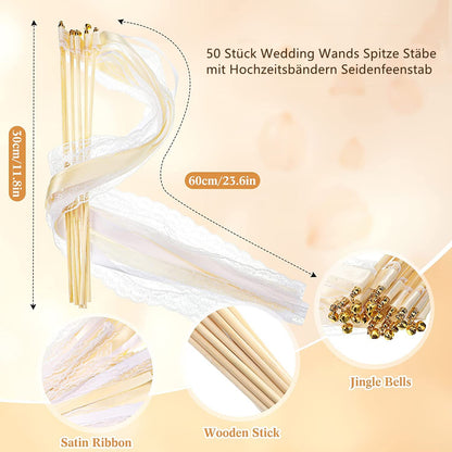 50 wedding wands magic wands wedding streamers with bells, trellis wedding for weddings, birthdays, holiday parties used