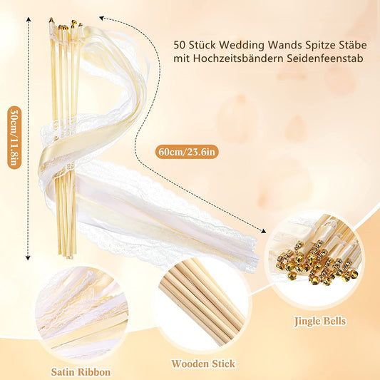 50 wedding wands magic wands wedding streamers with bells, trellis wedding for weddings, birthdays, holiday parties used