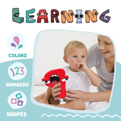 MAGIC SELECT Pack 9 Number Lore Plush, numbers 1-9 made of plush, alphabet dolls, soft learning toy, gift for storytelling, alphabet, learning numbers for kids.