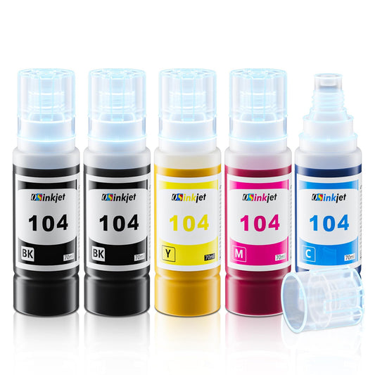 Osinkjet Ink 104 4-Colour Multipack, Printer Cartridges 104 Set Compatible for Epson Ecotank ET-2870 ET-4800 ET-2810 ET-2820 ET-2875 ET-2861 ET-2811 ET-2720 ET-2826 ET-2864 (Black, C, M, Yellow)