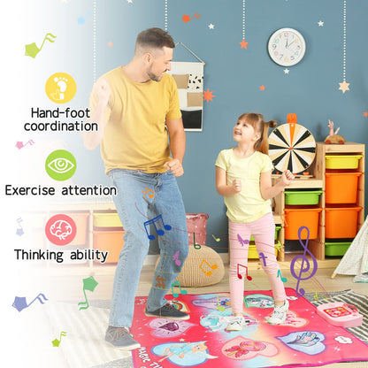 Unicorn dance mat toy, 3 challenge modes touch mat play with LED display, musical dance mat game for 3 4 5 6 7 8 years old girls boys