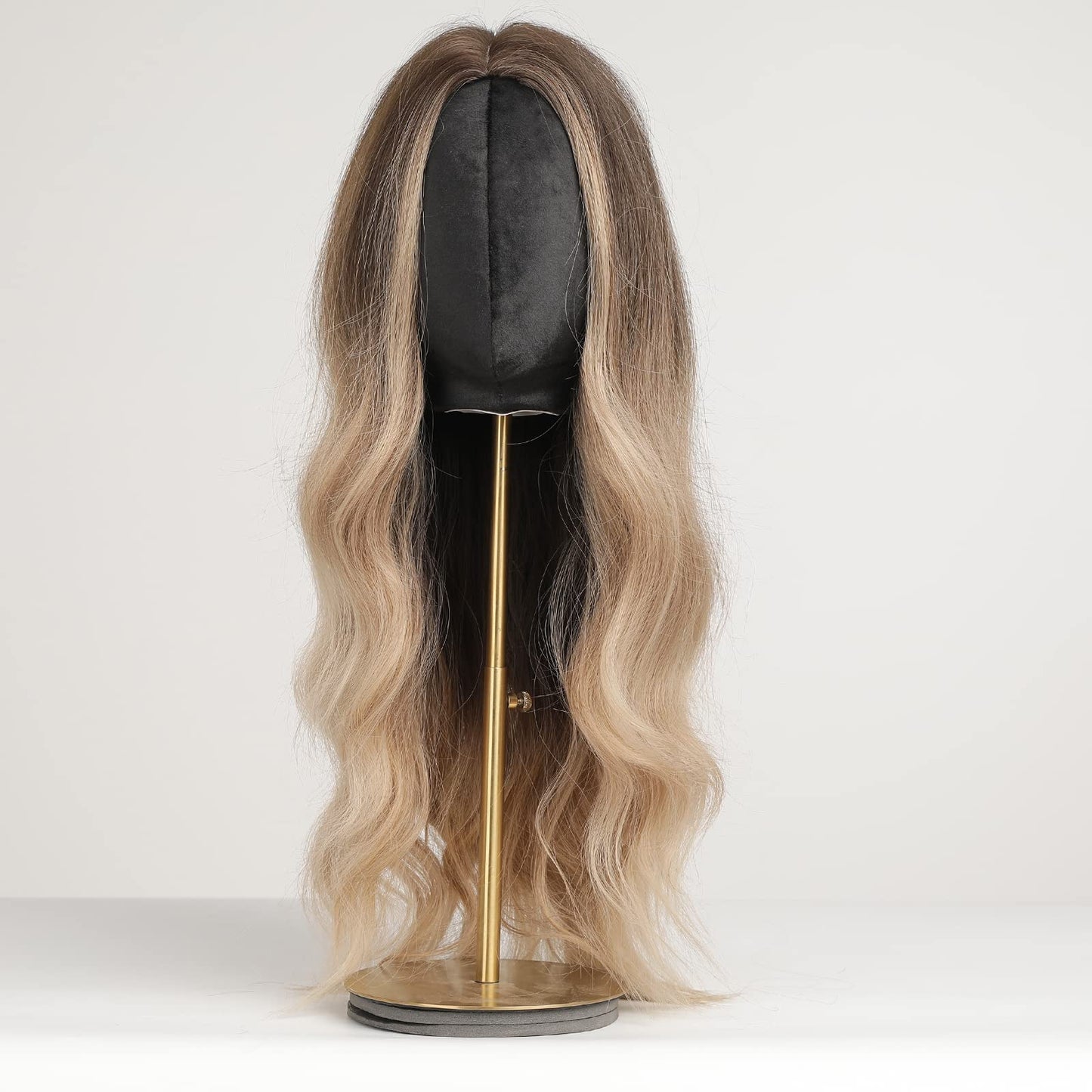Haircube long wigs for women, center parting, dark roots.