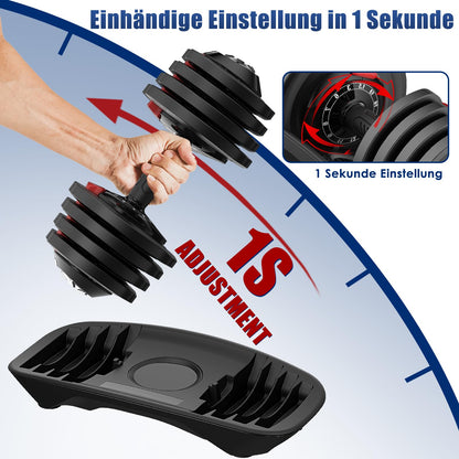 DH FitLife 2 x 18kg adjustable dumbbells 1.5 to 18 KG with 12 weight levels, dumbbells with weight plates, set of 2