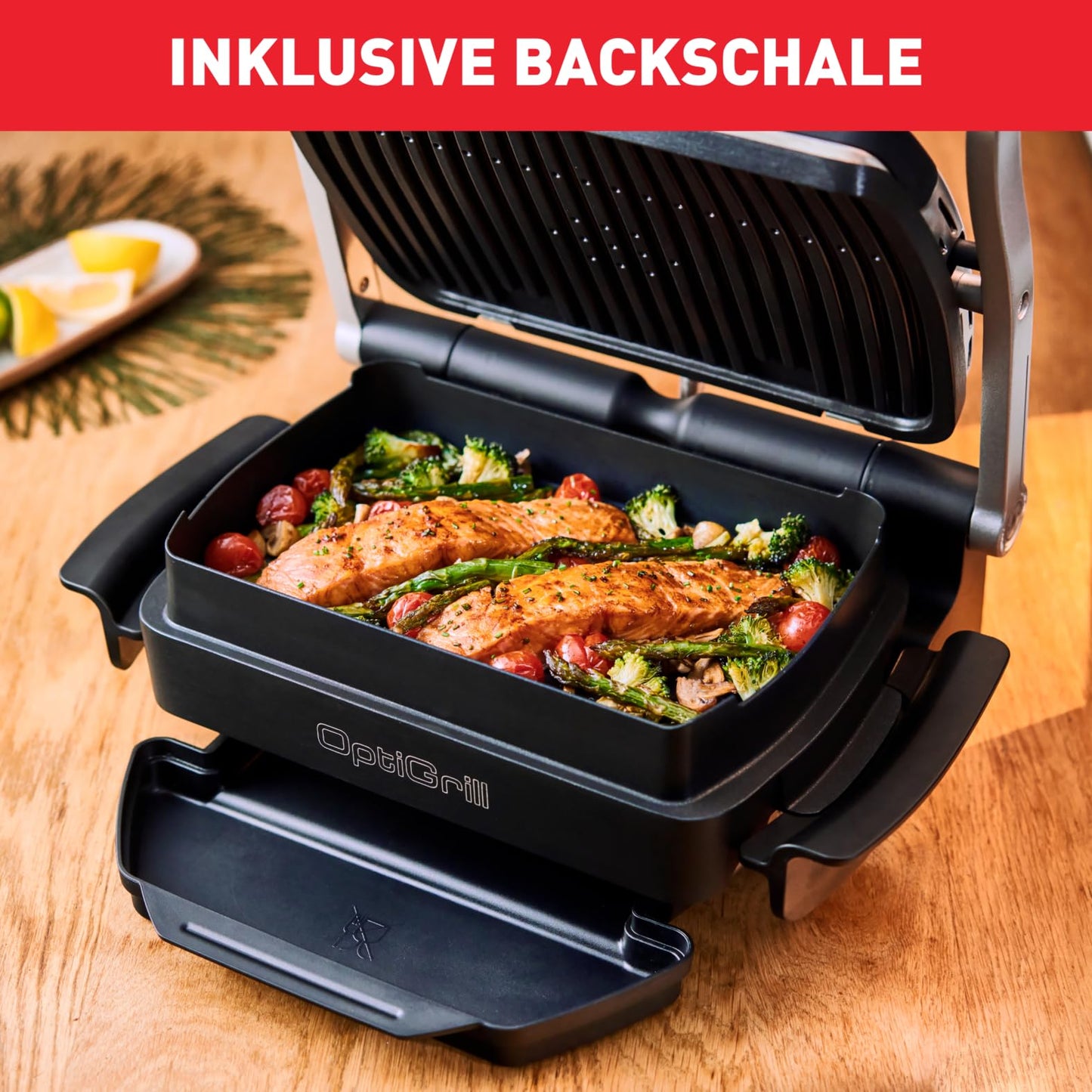 TEFAL OptiGrill Snacking & Baking Tray, non-stick coated, heat-insulated handles, for casseroles, pizza, bread & desserts, compatible with OptiGrill + and Elite, dishwasher safe, black, XA725870