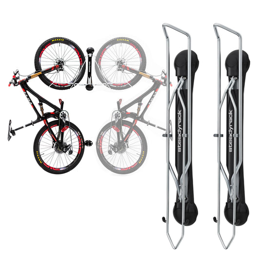 Steadyrack Bike Wall Mount - Mountain Bike Rack - Vertical Bike Wall Mount as storage solution for your home, garage, or bike park - 2-pack