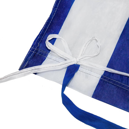 Idena - Blue-white windbreak incl. rubber mallet (white), with wooden poles, carrying strap and securing bands, 80 x 600 cm, privacy screen for beach, camping and garden (800 x 80 cm | incl. rubber mallet)
