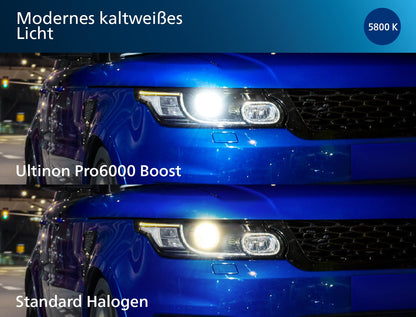 Philips Ultinon Pro6000 Boost gen2 Direct-fit H4-LED headlight bulb with road approval*, +300% brighter light**