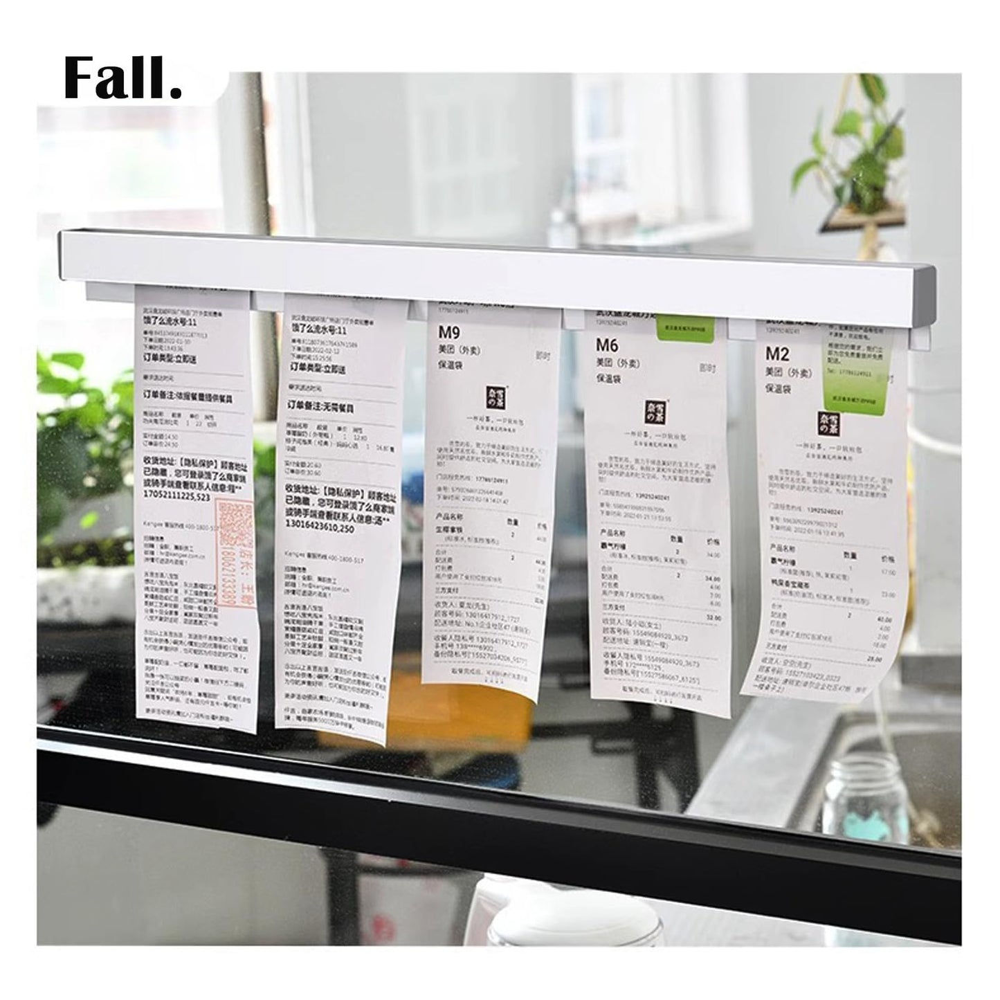 2 pieces of ticket holder, receipt holder for restaurant, fridge, no drilling order holder for walls, home, kitchen, office, cafes, pubs, bars (black, 40 cm, 2Pcs)