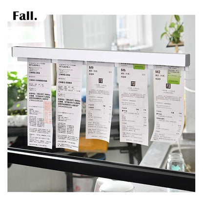 2 pieces of ticket holder, receipt holder for restaurant, fridge, no drilling order holder for walls, home, kitchen, office, cafes, pubs, bars (black, 40 cm, 2Pcs)