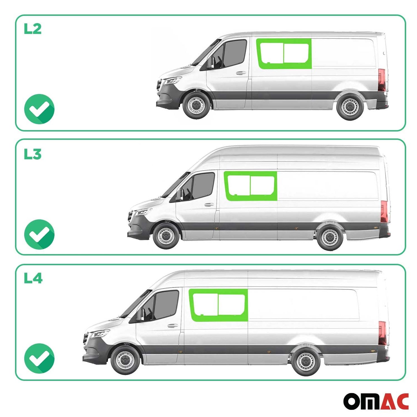 Sliding window compatible with Mercedes Sprinter W906 2006-2018. Left front window L2 L3 L4.