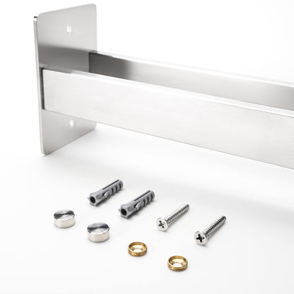 Dvocel Towel Rack Double Arm Towel Holder Wall Mounted for Bathroom and Kitchen 39CM 304 Stainless Steel Silver Towel Bar Drill Square Towel Rail