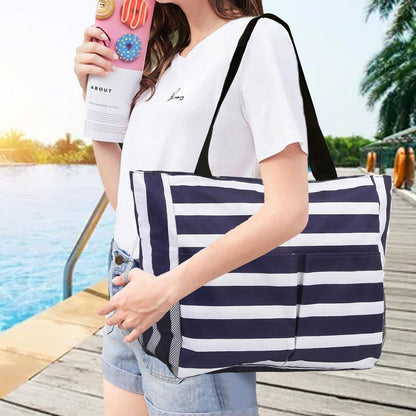 TAHAVICE zipper beach bag for women, large beach bag xxl for family, waterproof ladies' beach bag, beach bag tote for beach trips pool gym.