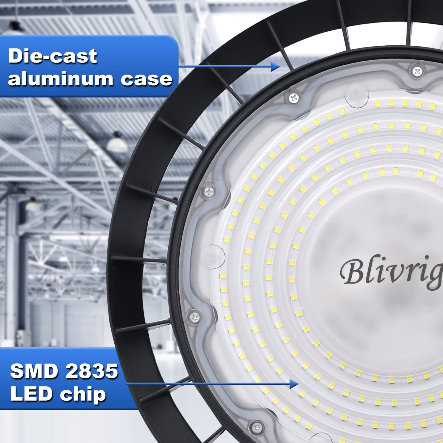 Blivrig 300W LED UFO High Bay Light Industrial Lamp 6500K Cool White 30000LM, 252 Pendant Lights 230V with Cable, IP65 Waterproof Hanging Lights Indoor Lighting for Gymnasiums, Factories