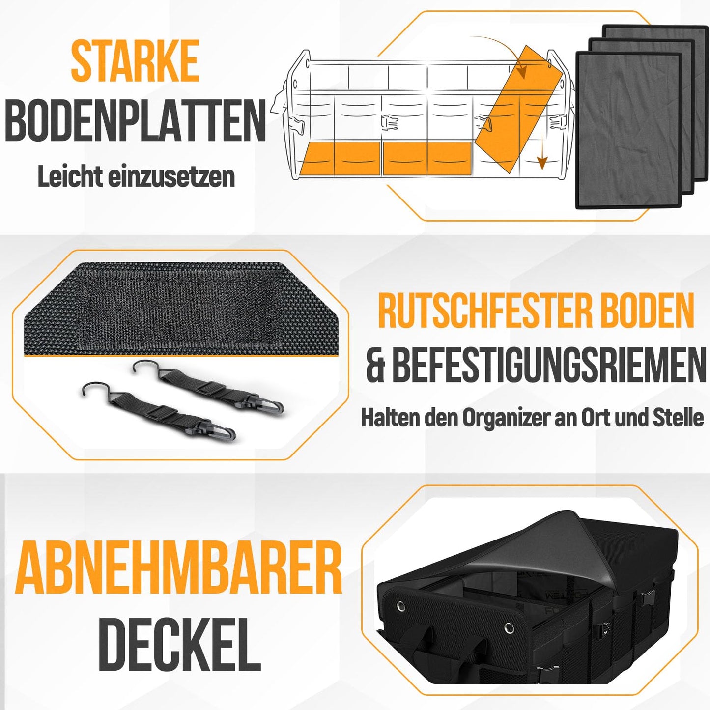 FORTEM Trunk Organizer, Trunk Bag, Collapsible Car Trunk Organizer with Compartments, Non-slip Bottom, Adjustable Securing Straps, Foldable Lid (Extra Large with Cooler)
