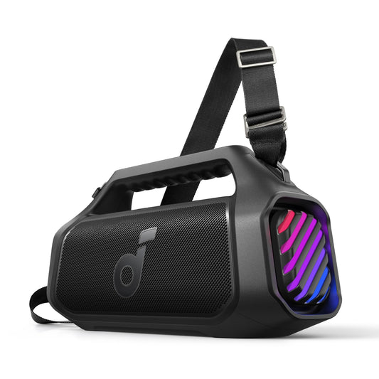 soundcore Boom 2 Plus outdoor speaker, 140W, 2+2 Channel, BassUp 2.0, 20h battery life, Fast Charge, IPX7 waterproof, RGB lights, USB-C, Power Bank, BT 5.3, portable Bluetooth speaker, Camping