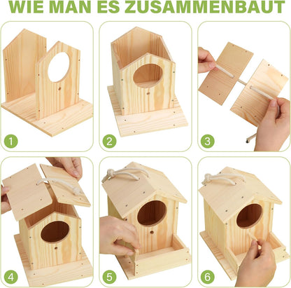 LotFancy Birdhouse Building Kit for Kids, 2 x Birdhouses to paint, Wood Craft Set, DIY Crafting Kit Birdhouse Making Easter Gifts for Girls Boys Toddlers