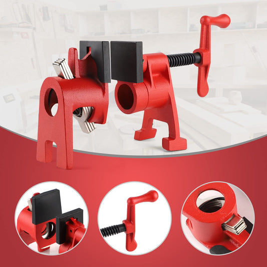 AMIGOB 4 Pcs Pipe Screw Clamp, 3/4 Inch Pipe Clamps with Protective Function, Quick Release Clamp, Hose Clamps, Body Clamp & Wood Clamp Set for Woodworking, Hose, Pipe, Cable (Matte)