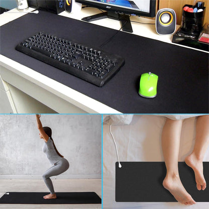 Grounding mat for your feet, 30 x 100 cm mouse pad with EU plug and cable for better sleep, less anxiety, pain, inflammation, headaches.