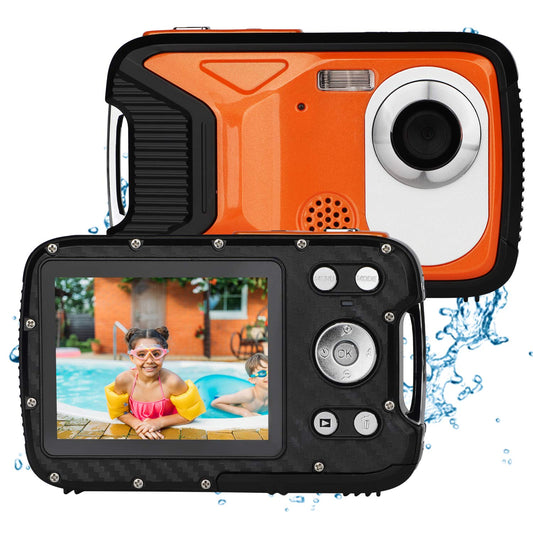 BYbrutek Kids Digital Camera, 21MP FHD 1080P, Waterproof up to 5m, 2.8-inch LCD, 8x Digital Zoom, Orange