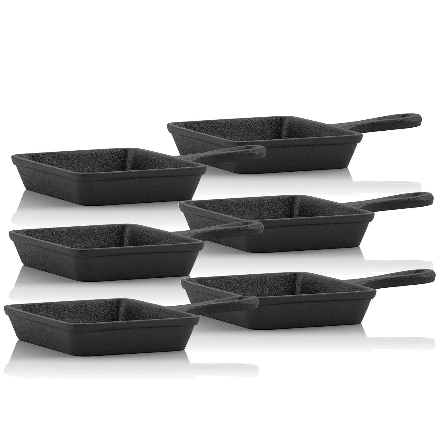 BBQ-Toro cast iron raclette pans (6 pieces) | 12.5 x 18 cm | pre-seasoned | Replacement pans for raclette, serving pans, grill accessories, cast iron pan, grill pan.