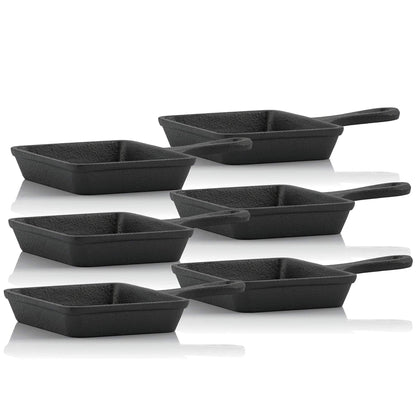 BBQ-Toro cast iron raclette pans (6 pieces) | 12.5 x 18 cm | pre-seasoned | Replacement pans for raclette, serving pans, grill accessories, cast iron pan, grill pan.