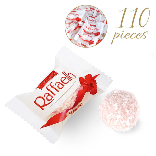 Infinimo Candy Treasure Chest for Kids Birthday filled with 110pcs of Raffaello (Approx. 2.5kg total) - Gift Box with lock and key - 30x20x15cm in size.
